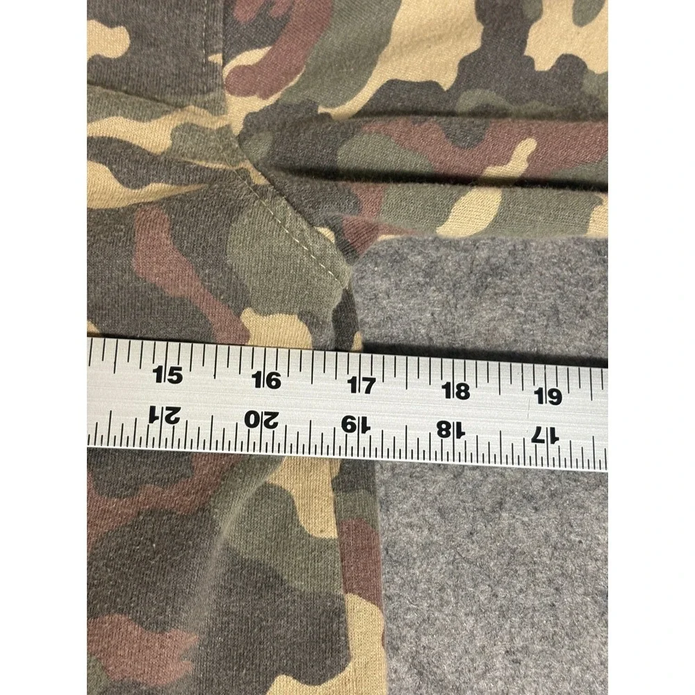 True Religion Mens Camo Full Zip Hoodie Gold Horseshoe Logo‎ Green Brown Medium